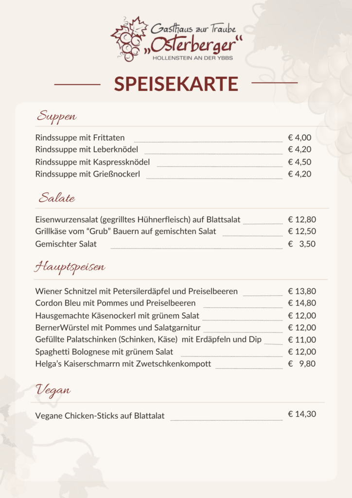 Speisekarte